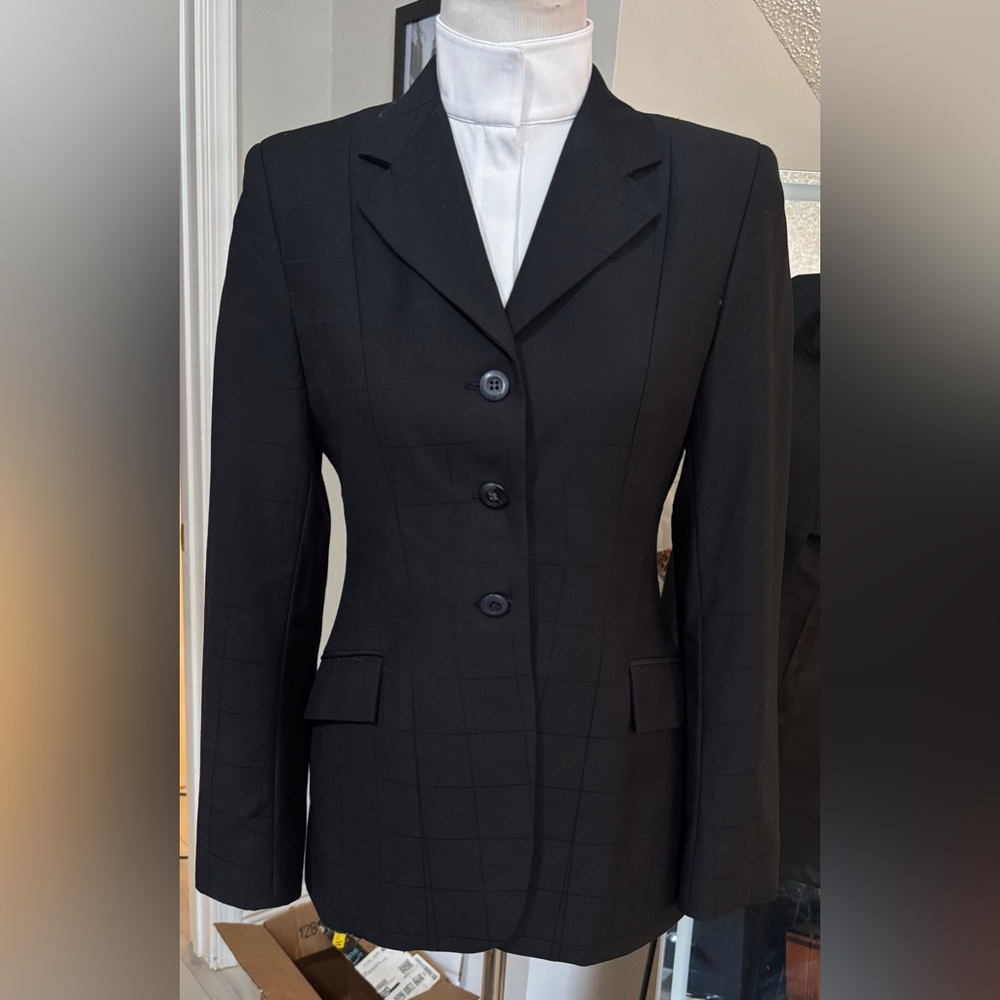Grand Prix Navy Show Coat - Size 12T (Tall 6 US) - Tone-on-Tone Plaid -